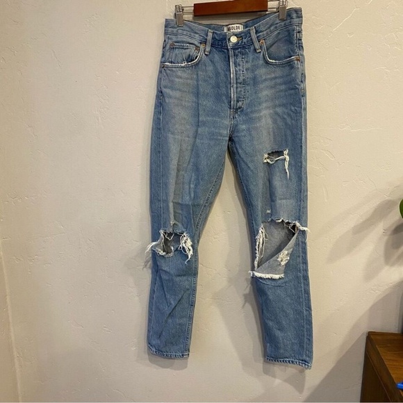 AGOLDE JAMIE CLASSIC CUT BUTTON FLY DISTRESSED JEAN DAKOTA - Picture 7 of 7